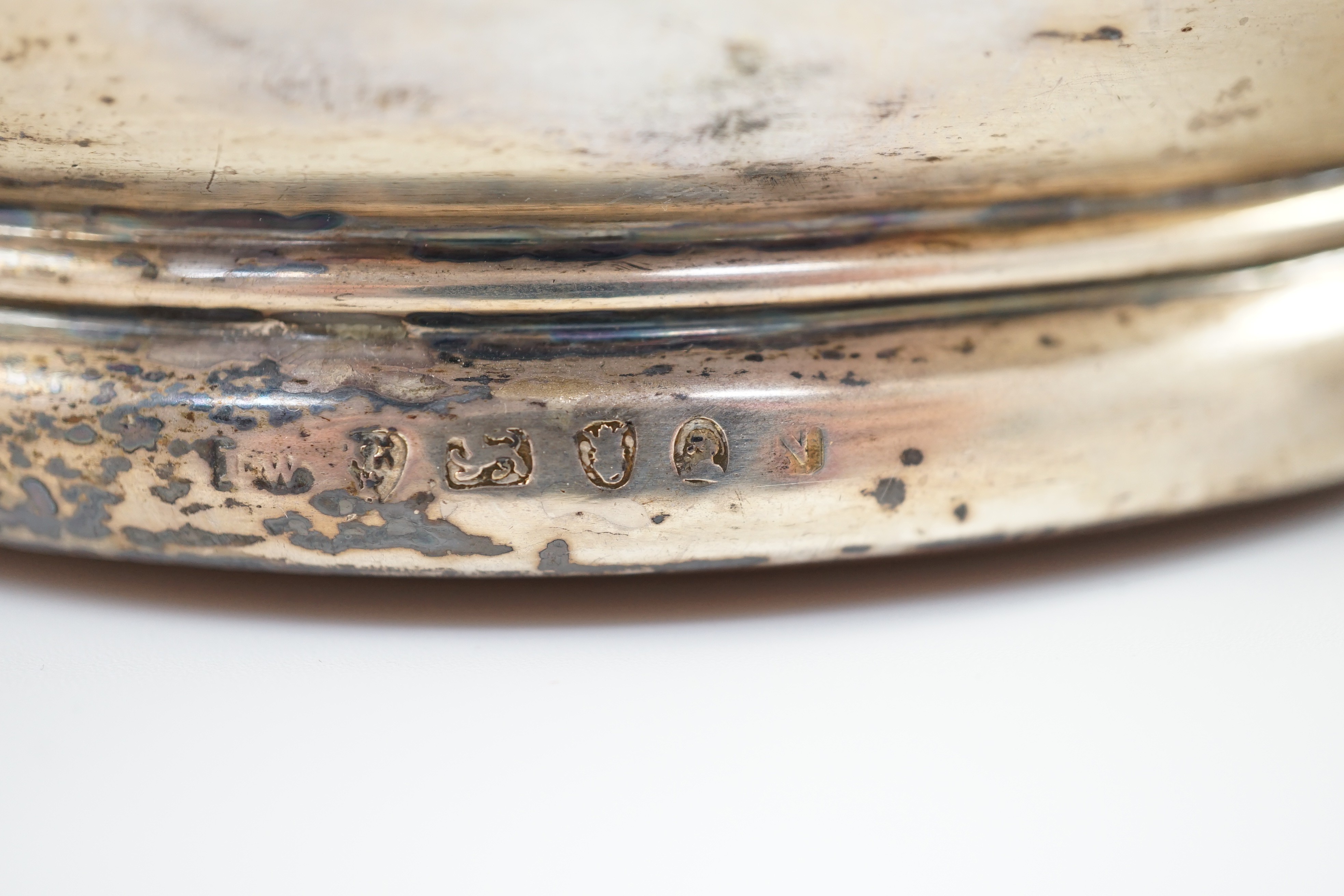 A pair of George IV silver mounted wine coasters by John Walton?